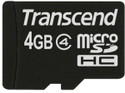 Transcend Memory Card MicroSDHC 4GB Class 4: Memory Card